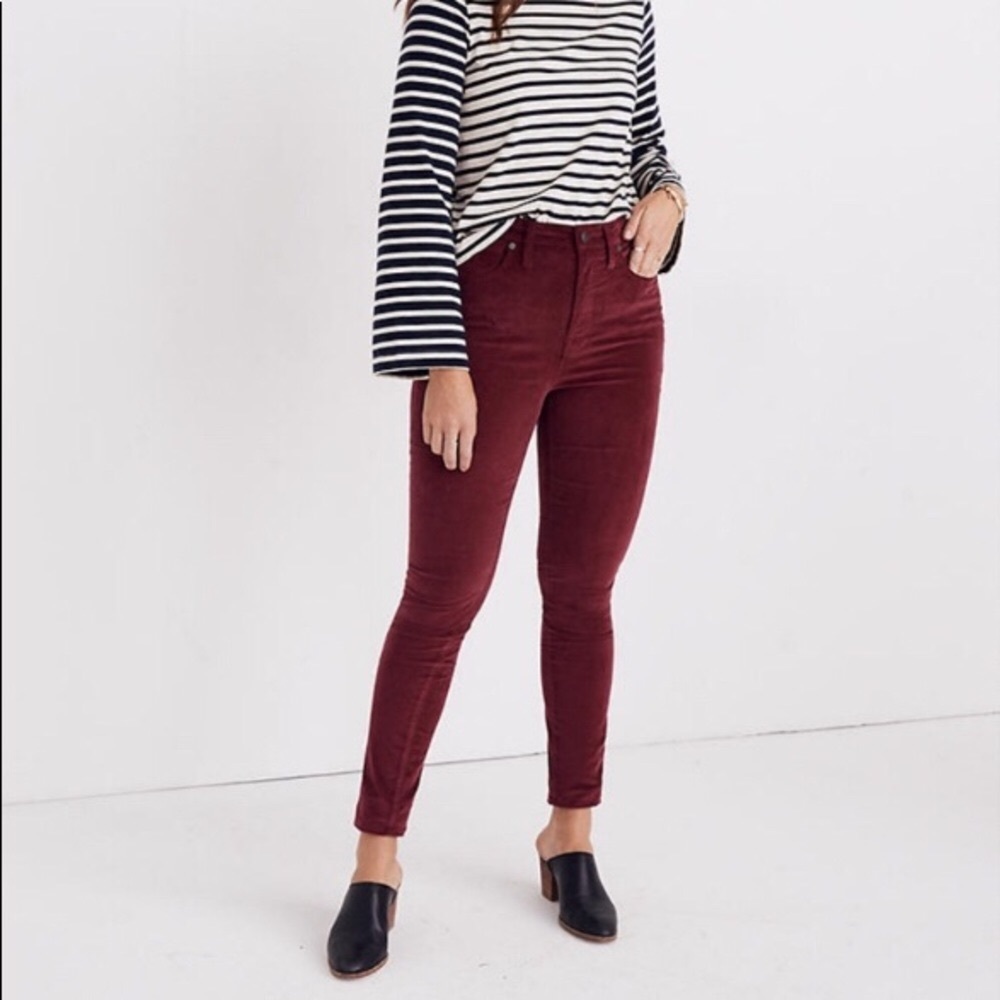 NWT MADEWELL 10” Highrise Skinny Velvet Pants Size 29